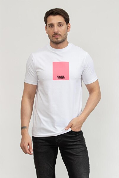 Karl Lagerfeld Erkek Bisiklet Yaka T-Shirt Beyaz