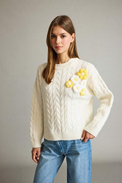 DeFacto Crew Neck Floral Knitwear Sweater G3343Ax25Au