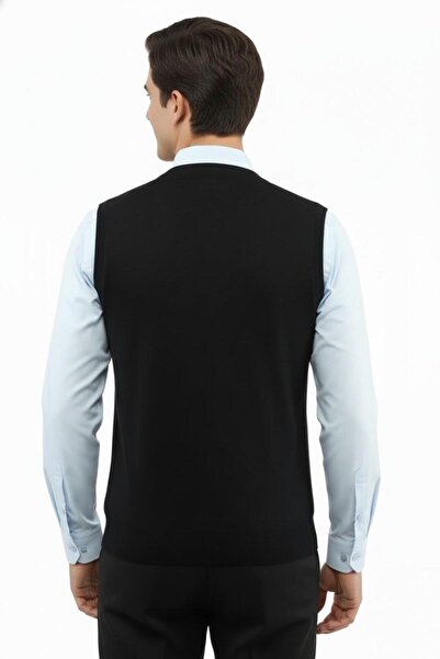Çizgi Triko Men's Buttoned Vest with Pockets Steel Mesh Classic Fit 5215L Bgl-St04847