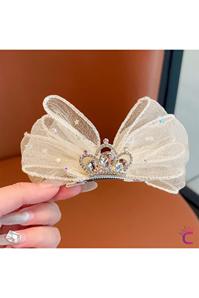 Cinderella Coroană de prințesă pentru fetiță cu piatră de cristal și tul bej ...