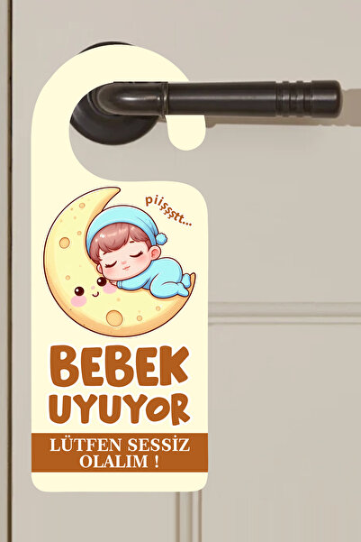 cici magnet www.cicimagnet.com Bebek Uyuyor Lütfen Sessiz Olalım Kapı Kolu As...