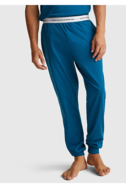 United Colors of Benetton Erkek Mavi %100 Koton Benetton Bel Lastikli Eşofman Altı