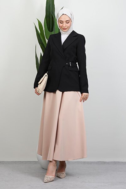 GİYZAMİLA Μπουφάν με πλαϊνή ζώνη μαύρο