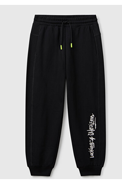 United Colors of Benetton Φούτερ για αγόρια μαύρο με κορδόνι περίσφιξης μπροσ...