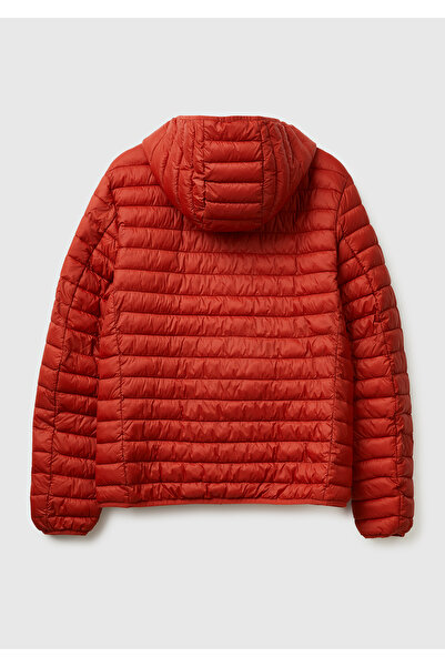 United Colors of Benetton Men's Red Polyester Filled Regular Fit Hooded Puffer Coat