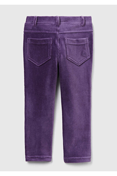 United Colors of Benetton Kız Çocuk Mor Fitilli Kadife Tayt