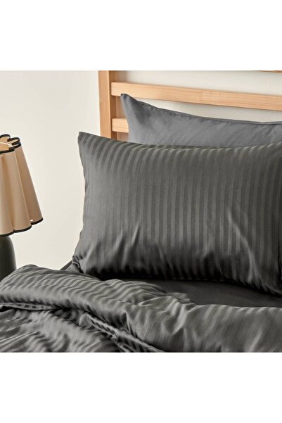 Bella Maison 100% Cotton Satin Matsu Double Duvet Cover Set Anthracite (200X220 cm)