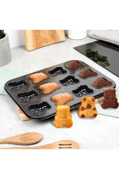 Vilde Baking tray for cookies/biscuits/gingerbread with 12 teddy bear molds 35×26.5 cm