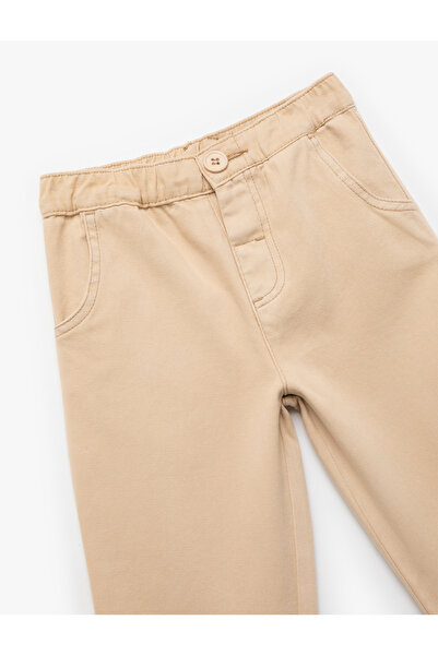 Koton Cotton Folded Leg Elastic Waist Oversized Pants