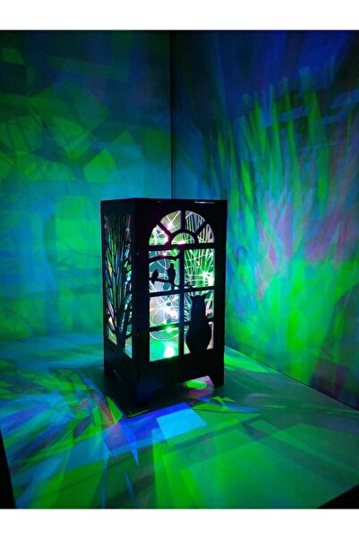 KOLAY DROP Özel Tasarım Ahşap Abajur Masa Lambası Pilli Gece Lambası Renkli R...