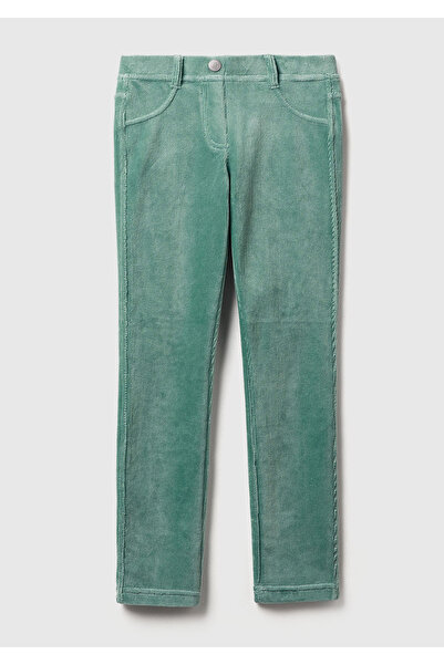 United Colors of Benetton Girl's Grey-Green Velvet Tights