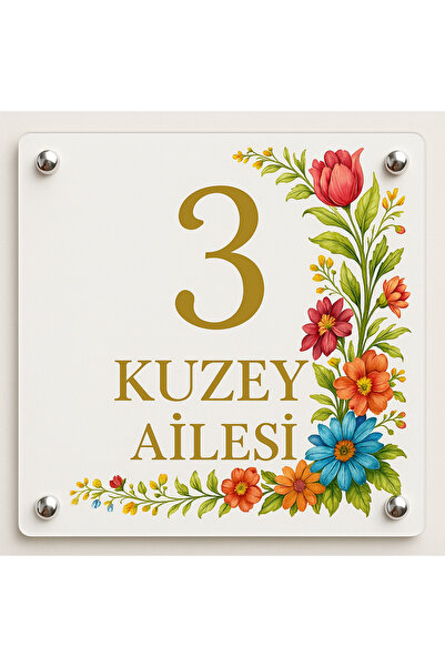 Outdoor One Kişiye Özel Ay yıldız Kapı İsimliği | Yazılı Pleksi Apartman & Site Tabelası 20x20cm