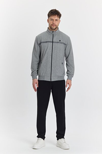 Marco Ferry Ανδρικό σετ αθλητικής φόρμας μεγάλου μεγέθους, βαμβακερό, με φερμουάρ, γκρι M. 201462B-G