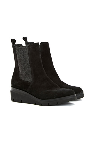 Dıvarese Siyah Chelsea Kadın Süet Deri Bot