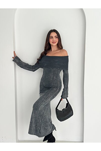 b buhari bykoc Madonna Yaka Yikamali Uzun Triko Elbise