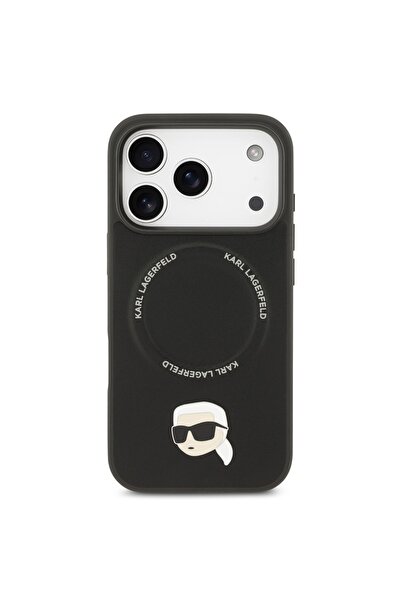 Karl Lagerfeld جراب جلدي من البولي يوريثان مع دبابيس رأس كارل لجهاز iPhone 17...