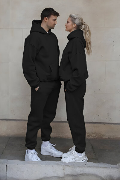 BayBayan UNİSEX 3 İPLİK ŞARDONLU OVERSİZE ÇİFTLERE ÖZEL EŞOFMAN TAKIMI (TEKLİ)