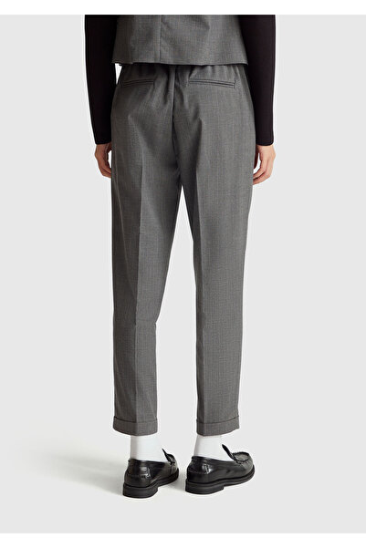 United Colors of Benetton Women's Gray Viscose Blend Folded Leg Jogger Pants