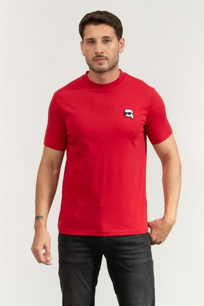 Karl Lagerfeld Erkek Bisiklet Yaka T-Shirt Kırmızı