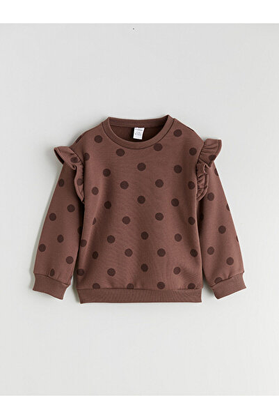 LC Waikiki Lcw Kids Brown Polka Dot Girls' Sweatshirt and Sweatpants