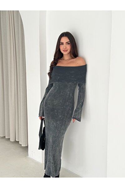 b buhari bykoc Madonna Yaka Yikamali Uzun Triko Elbise