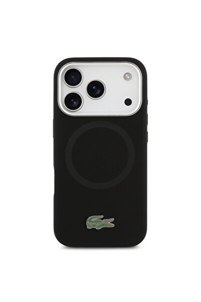 Lacoste MagSafe Silicone Case with Metal Logo for iPhone 17 Pro Max – Black