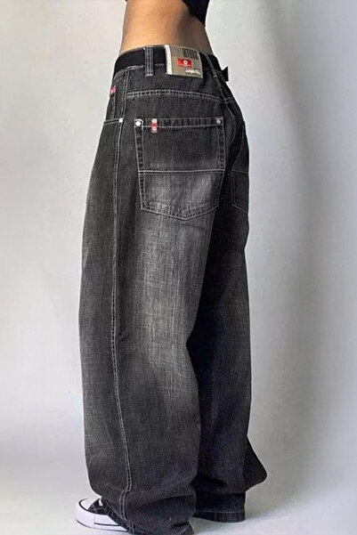 Karakedi Siyah Yıkamalı Harajuku Baggy Y2K Pantolon