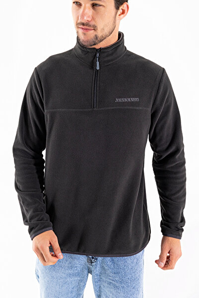 JB John Borners Men's Half-Zip John Borners Embroidered Fleece Sweatshirt Anthracite - 25K 6001