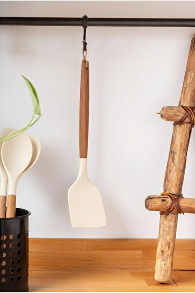 FH finehome ملعقة سيليكون بمقبض من خشب الأكاسيا