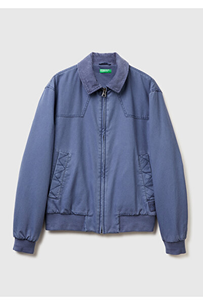 United Colors of Benetton Jachetă pentru bărbați, albastru deschis, cu bumbac...