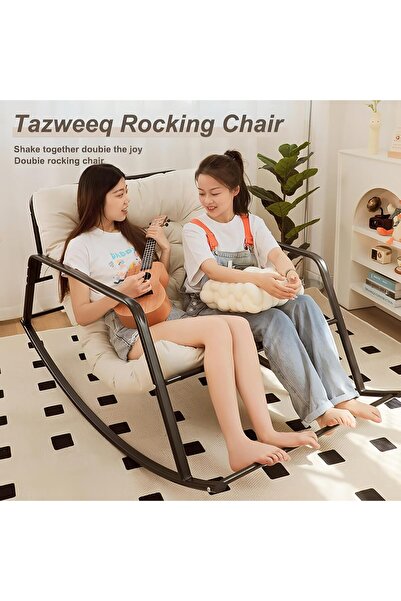 Old_Feller Double Rocker Recliner Chair with/Storage & Cushion - Indoor/Outdoor Lounge Chair for Patio/Garden