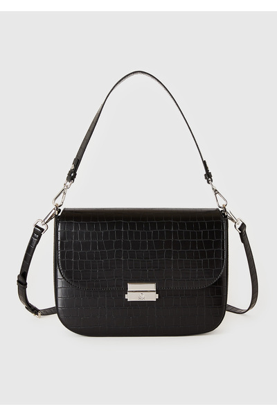 United Colors of Benetton Geantă de crocodil pentru femei, cu logo negru, cu ...