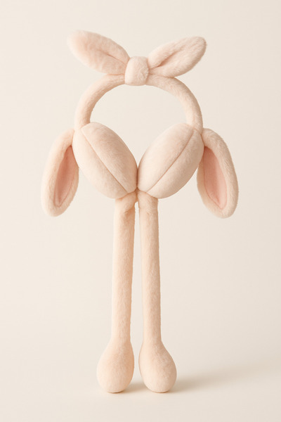 Katia&Bony Căști de pluș cu fundă pentru fetiță, roz