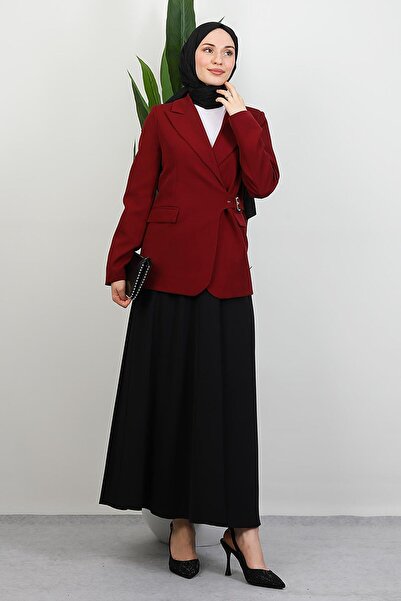 GİYZAMİLA Μπουφάν με πλαϊνή ζώνη μπορντό