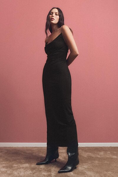 Bershka Chain strap draped midi dress