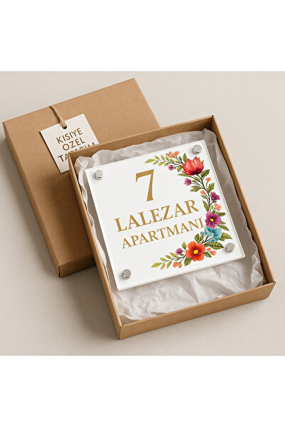 Outdoor One Kişiye Özel Ay yıldız Kapı İsimliği | Yazılı Pleksi Apartman & Site Tabelası 20x20cm