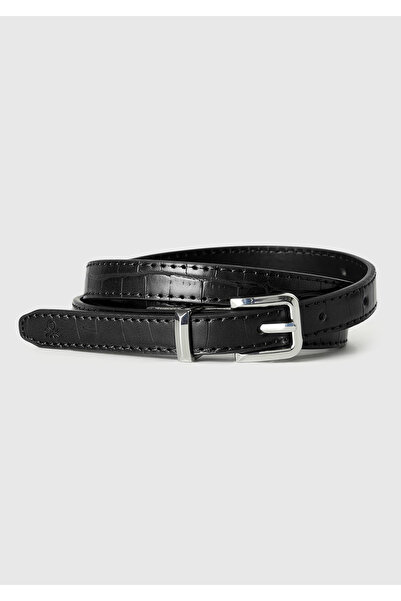 United Colors of Benetton Women's Black Metal Buckle Belt