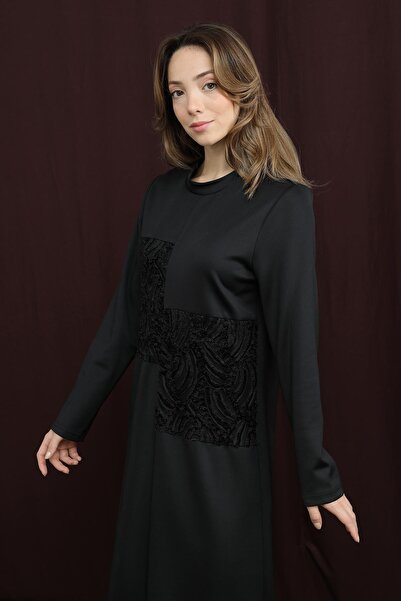 Puane Kadın Dantel Detaylı Elbise - 12653ELB - BLACK