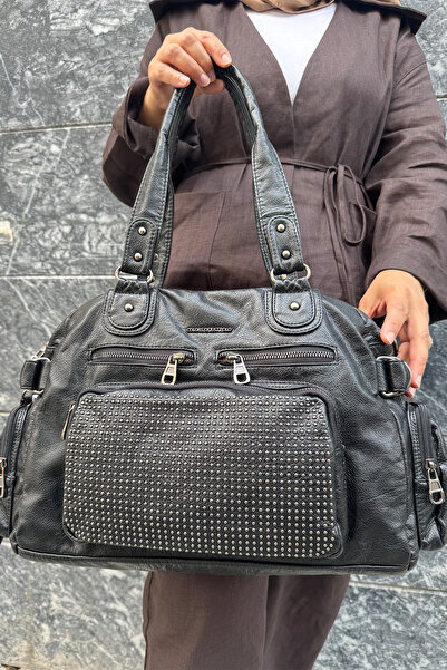 Just Polo Women's Multi-Compartment Soft Washed Leather Handle Cross Shoulder Bag