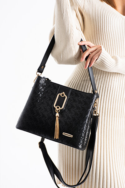 Sanmorris Sn 1438 Women's Shoulder Bag Handbag Arm Bag Daily Crocodile-Black