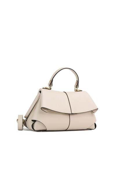 Posete Fagaras Poseta Piele Amelie - Bej, 2 Compartimente, 2 Buzunare, Bareta Umar Reglabila 109 cm