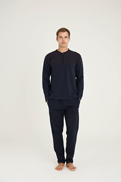 KLY Men's Midi Collar Thick Warm Pajama Set