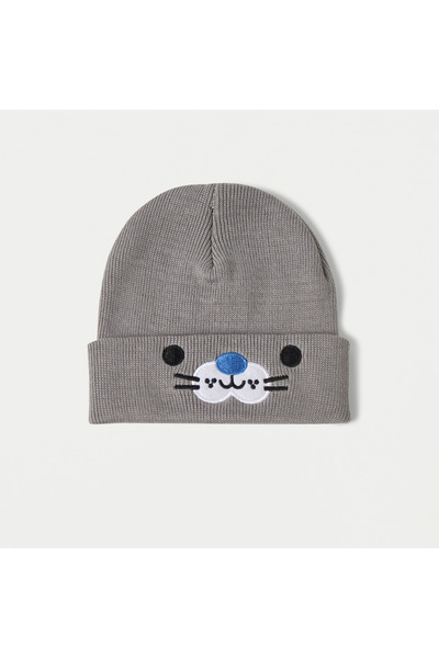 Juniors Animal Face Embroidered Beanie Cap