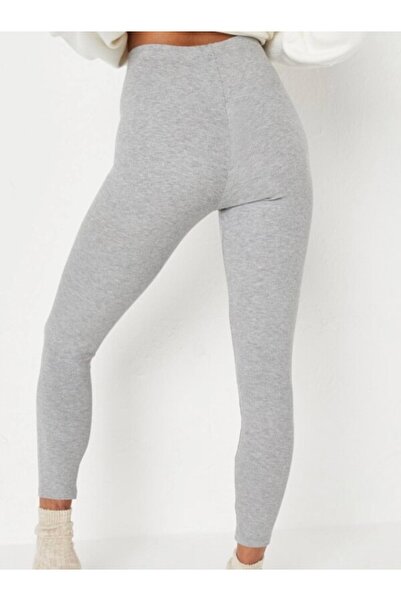 Merlot Gray Melange Corded Fabric Leggings