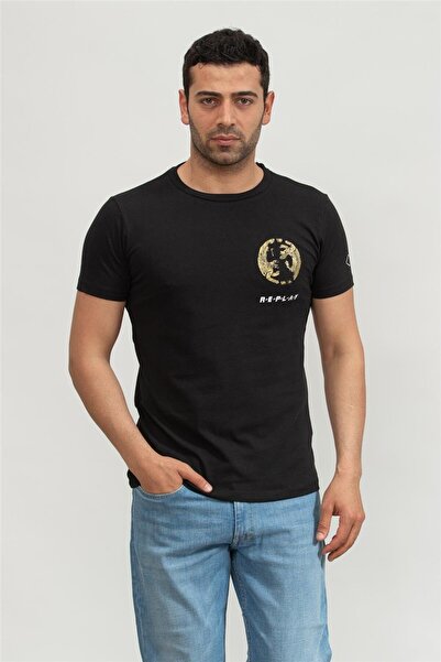 Replay Erkek Siyah Baskılı T-shirt