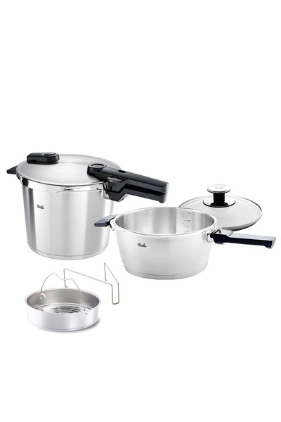 Fissler Vitaquick Premium 6+3,5 Litre Düdüklü Tencere + Buharda Pişirme Aparatı