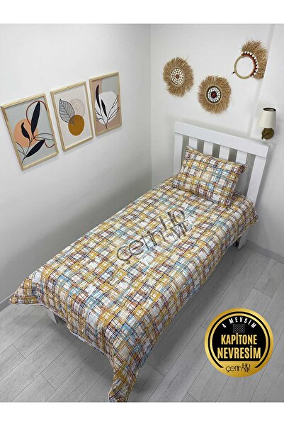 Çetinhome Tek Kişilik Kapitone Pike Seti 4 Mevsim Ebruli