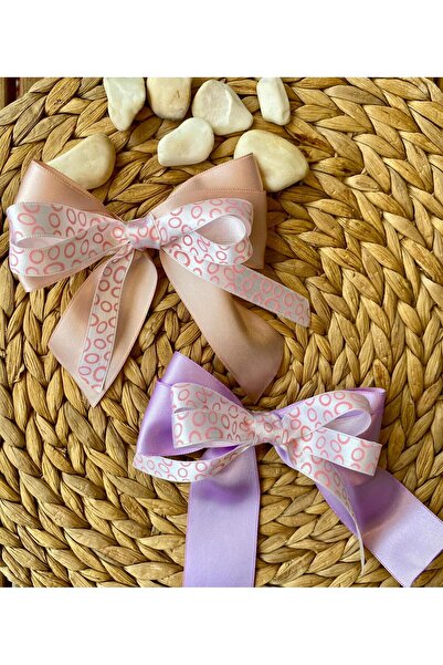 shop شريط زينة مصنوع يدويًا بلونين للبودرة والليلك مع مشبكين للأطفال والكبار