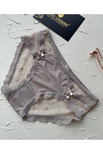 İntive Lingerie Chiloți/Slip în stil japonez Arya, cu detaliu din dantelă cu decupaj din tul pe spate-2853