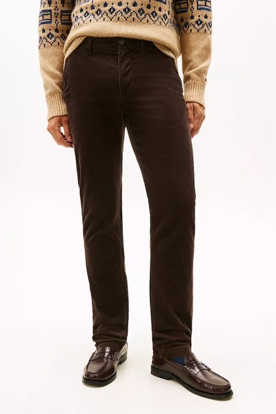 Tommy Hilfiger Erkek Denton Düz Paça Kadife Pantolon - Kahverengi